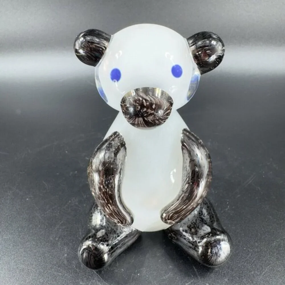 Hand Blown Venetian Glass Italian Teddy Bear Figurine Paperweight Handmade Glass